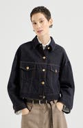 Brunello Cucinelli No-fade denim outerwear jacket with monili