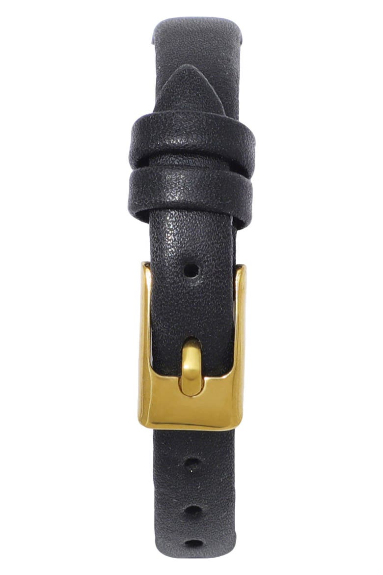 Geneva Faux Leather Strap Watch, 27mm x 20mm, Alternate, color, BLACK/GOLD