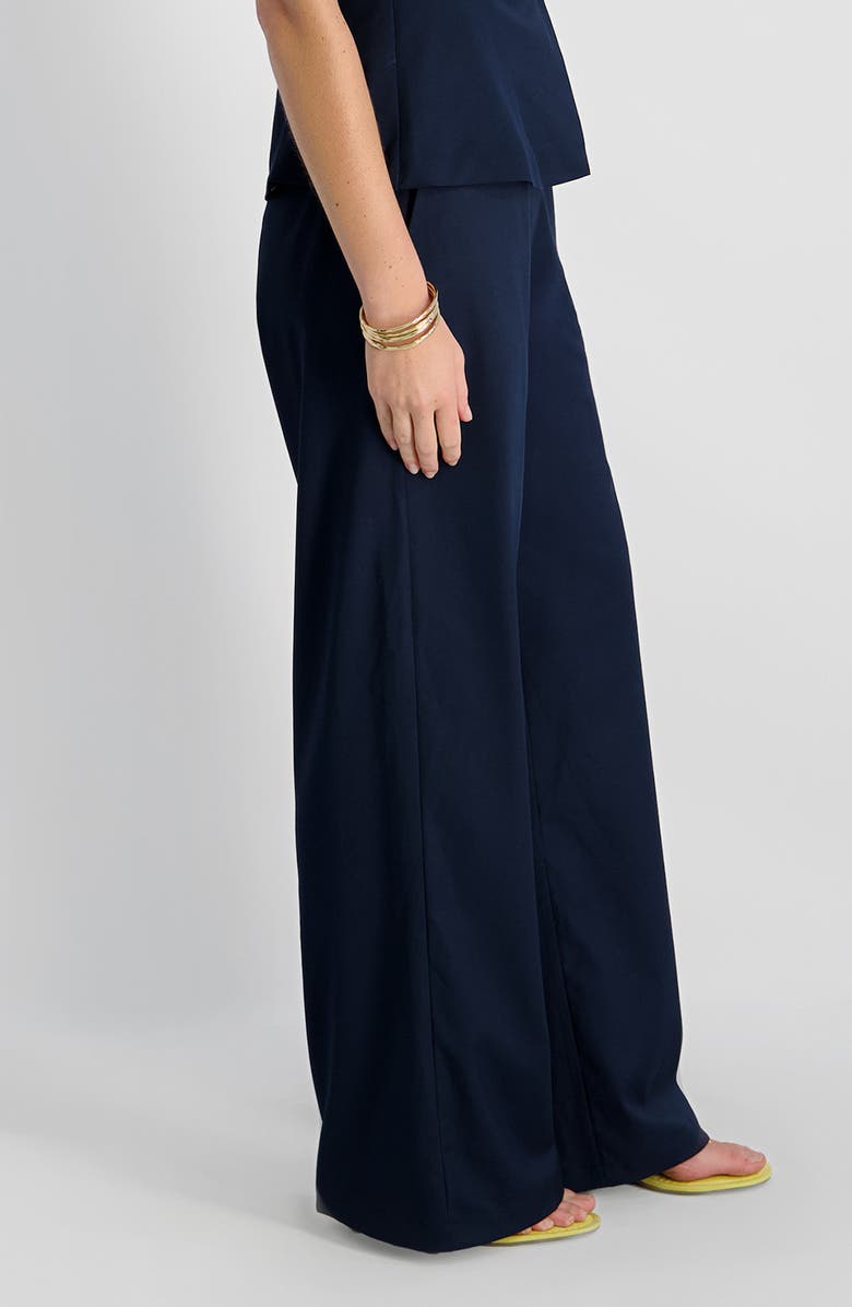 French Connection Wide Leg Twill Pants, Alternate, color, Marine