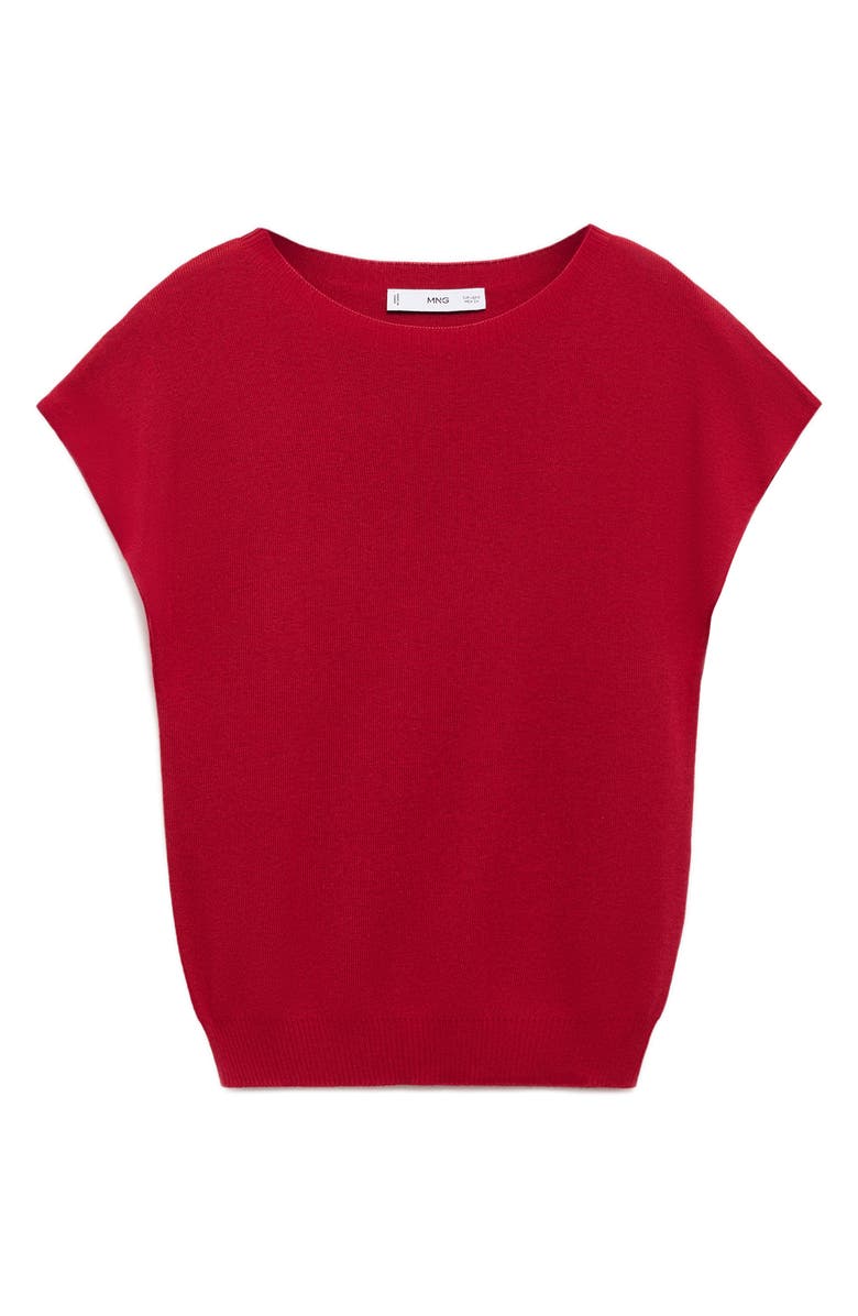 MANGO Fine Knit Cap Sleeve Sweater, Main, color, Red