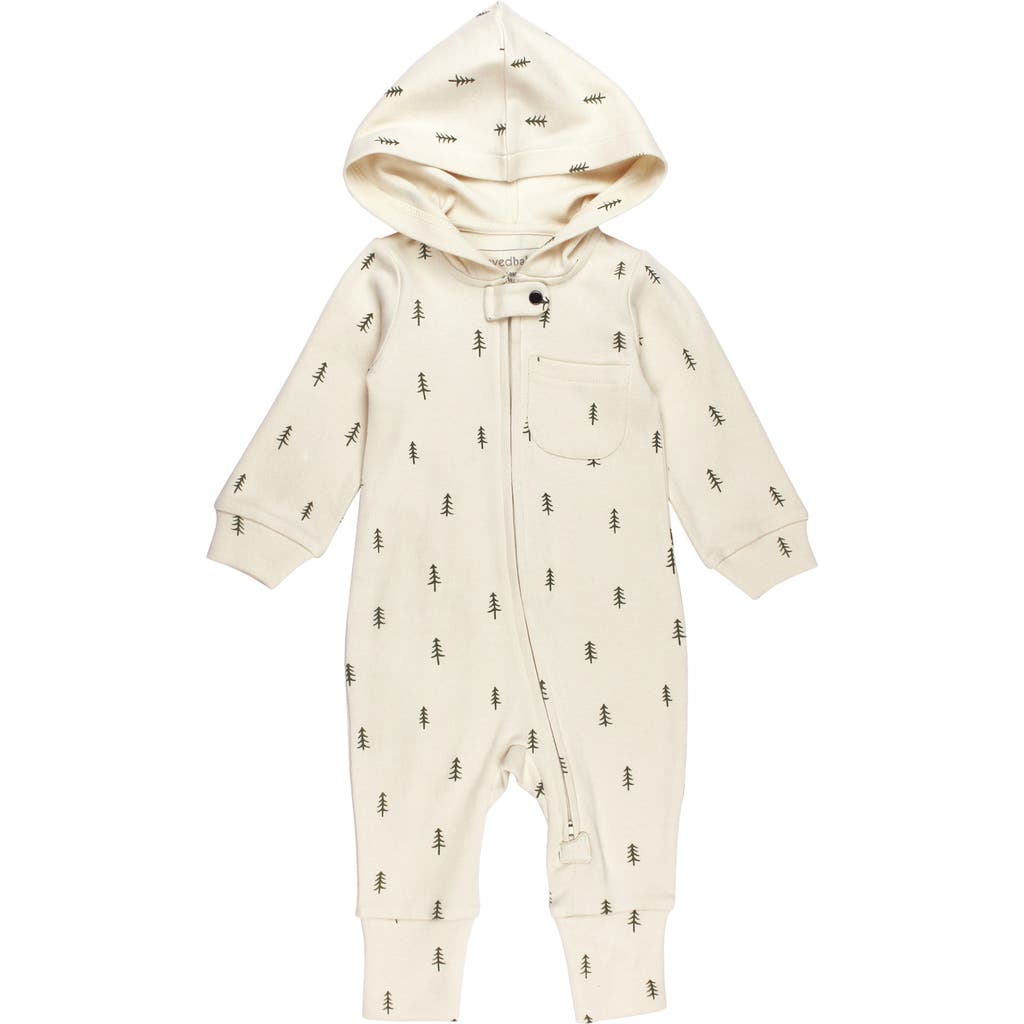 L'ovedbaby Print Organic Cotton Hooded Romper In Neutral
