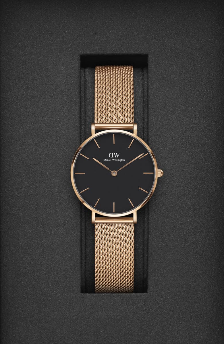 Daniel Wellington Classic Petite Mesh Strap Watch, 32mm, Alternate, color, Rose Gold/White/Rose Gold