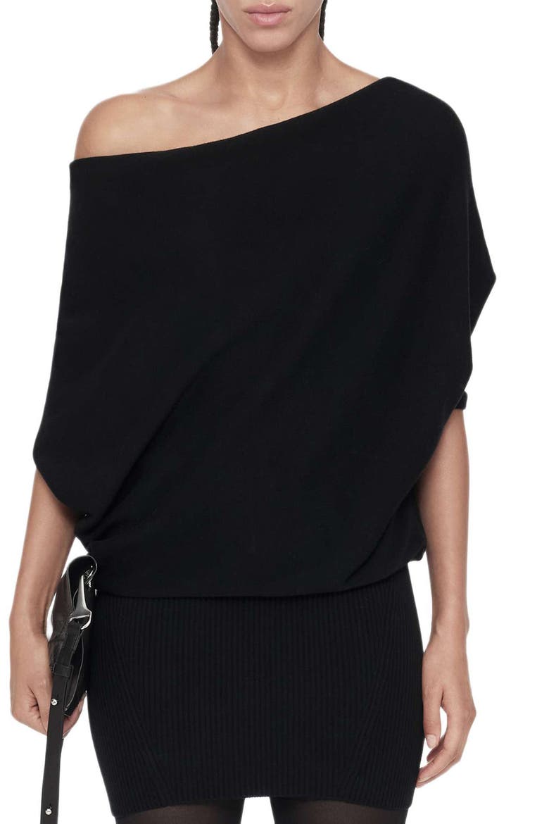 Ellie Off the Shoulder Dress, Main, color, BLACK