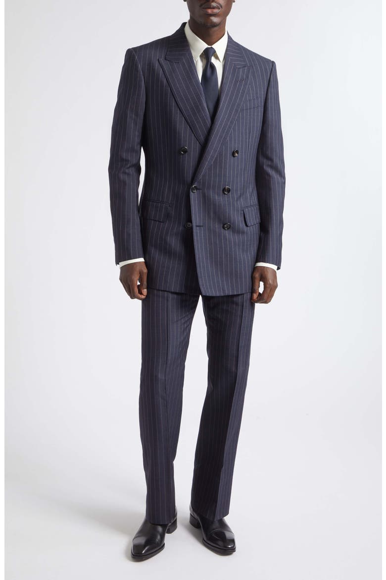Chalk Stripe Silk Trousers, Alternate, color, UCC NAVY