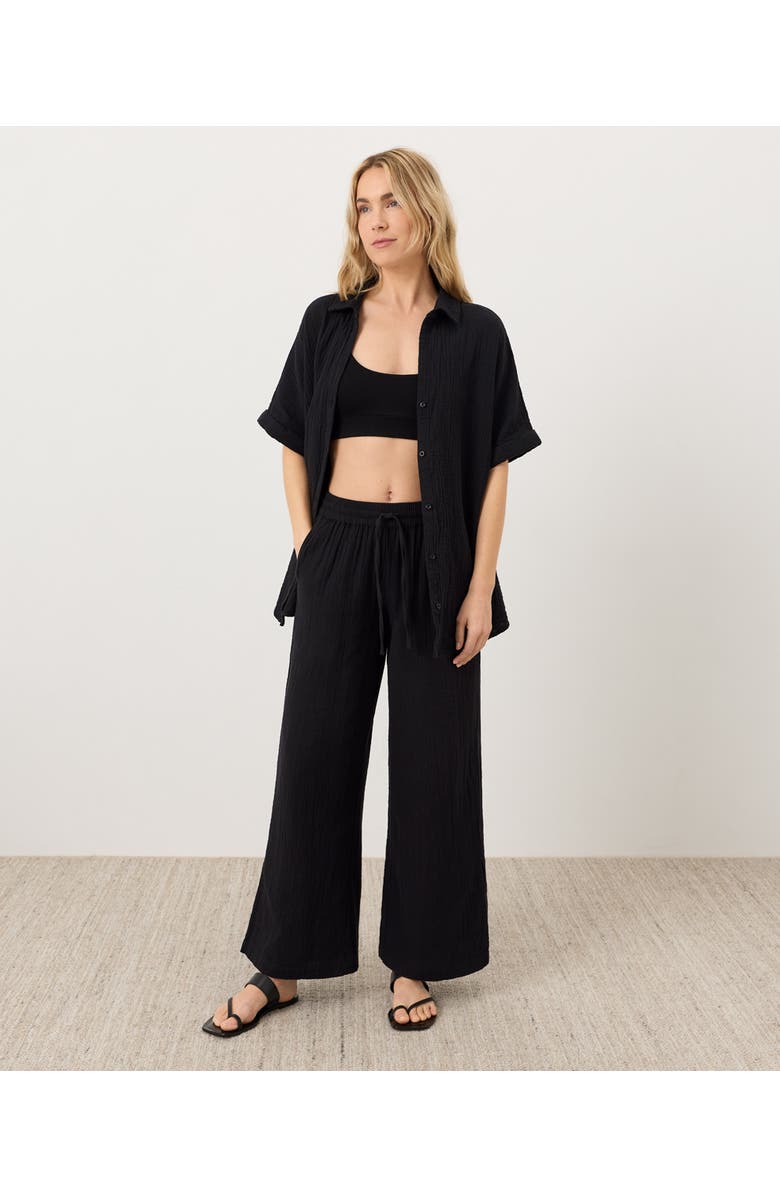 Pact Organic Cotton Coastal Double Gauze Pants, Alternate, color, Jet Black