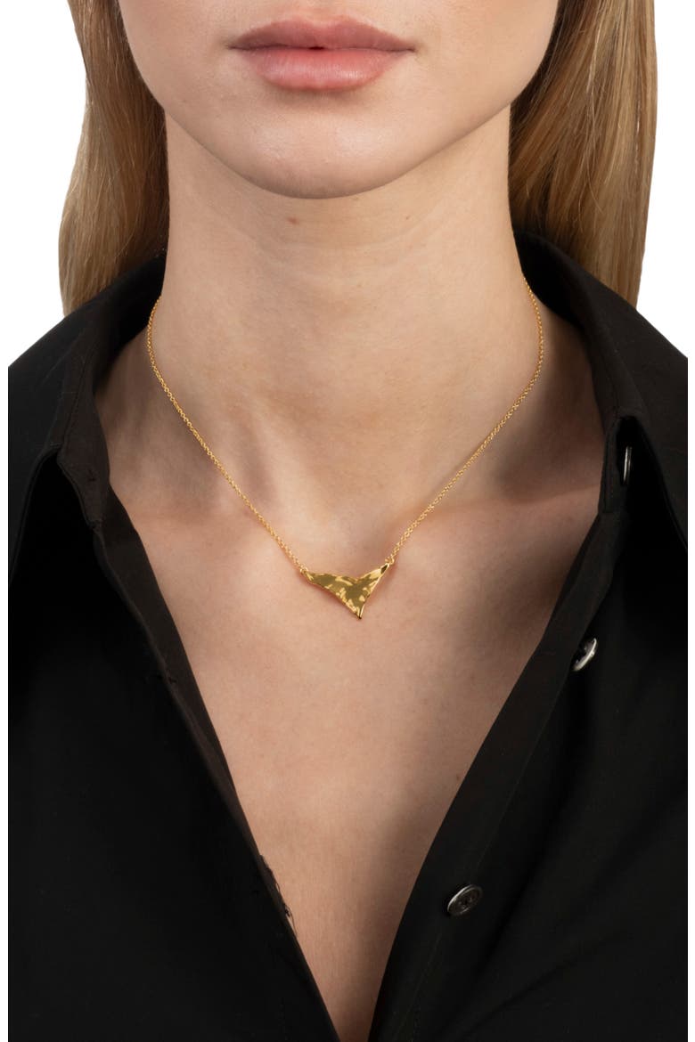 Molten Shield Pendant Necklace, Alternate, color, GOLD
