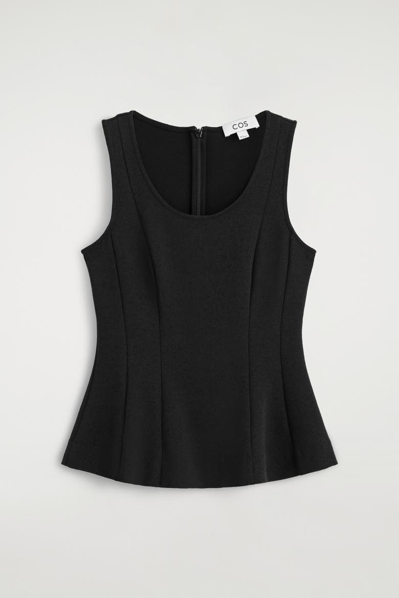 Sculpted Paneled Jersey Top, Alternate, color, BLACK