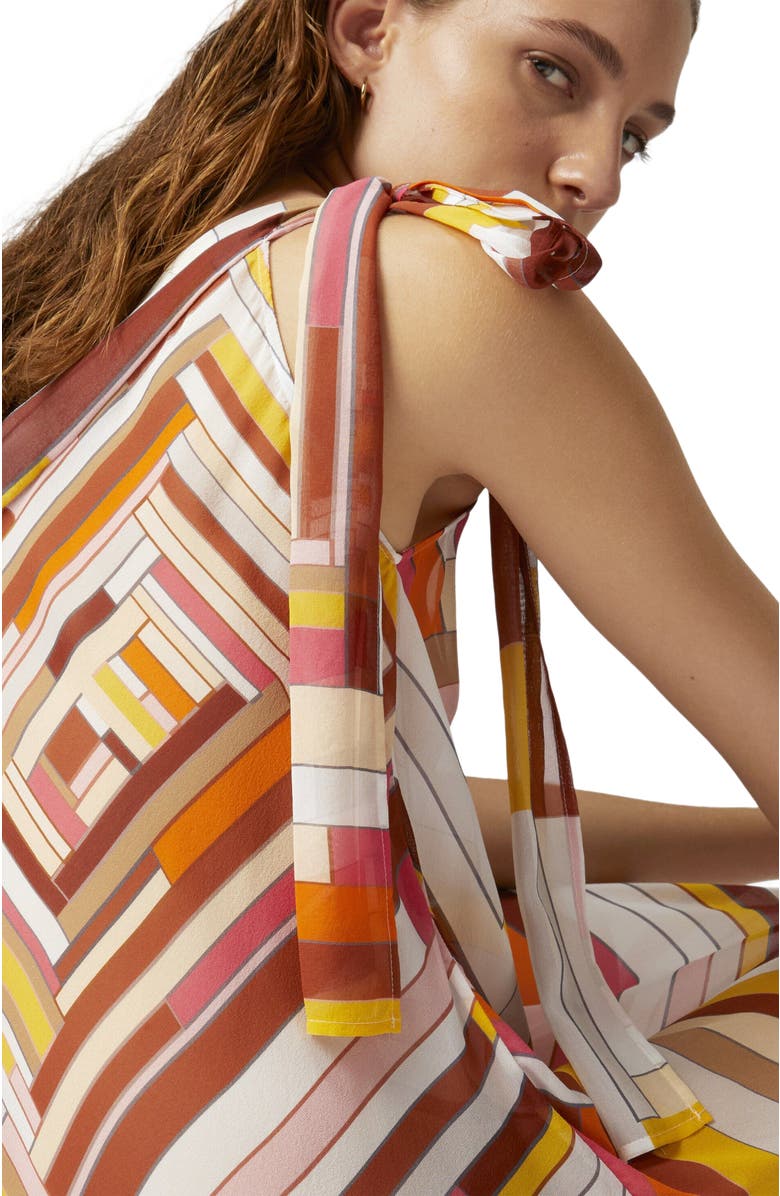 Missoni One-shoulder Cover-up Dress In Printed Silk With Scarf Bottom, Alternate, color, Multicoloured