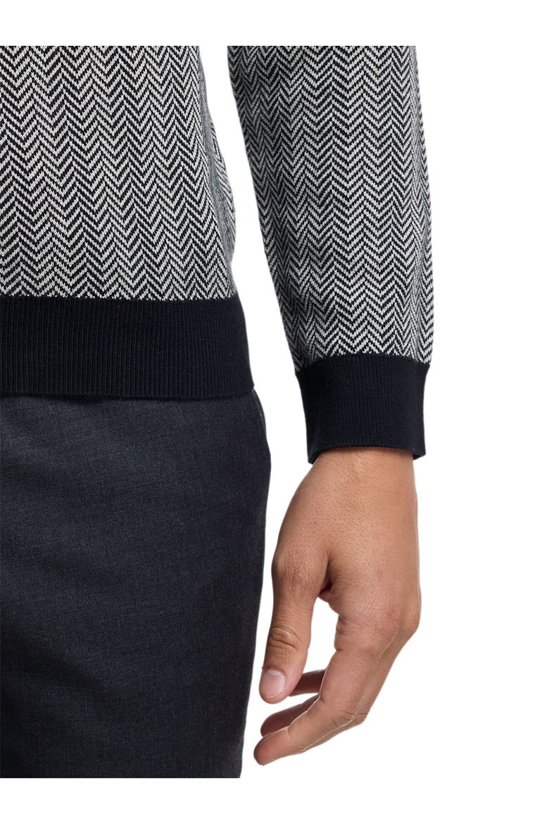 Cotton Crewneck Sweater, Alternate, color, Black/Ivory