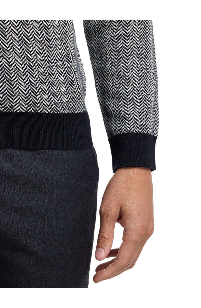 Paul Fredrick Cotton Crewneck Sweater, Alternate, color, Black/Ivory