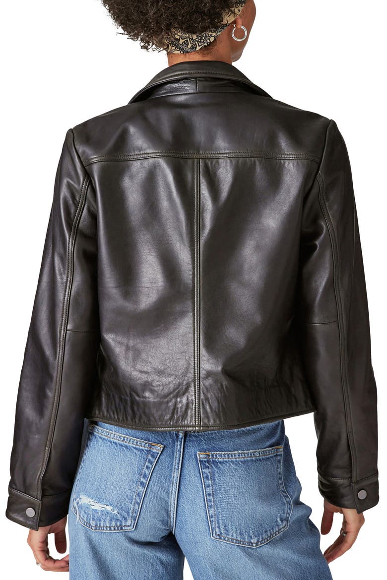 Distressed Leather Moto Jacket, Alternate, color, 001 BLACK