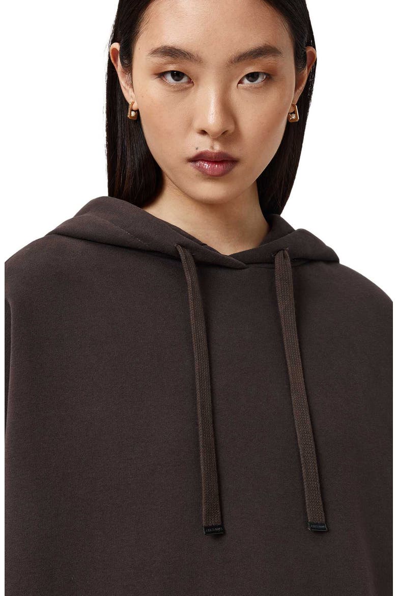 Nia Lace High-Low Hoodie, Alternate, color, BOTTLE BROWN