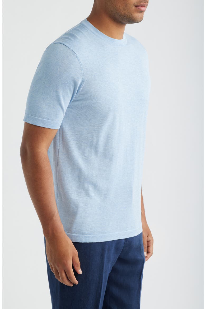 Wellington Cotton & Silk Crewneck T-Shirt, Alternate, color, LIGHT BLUE