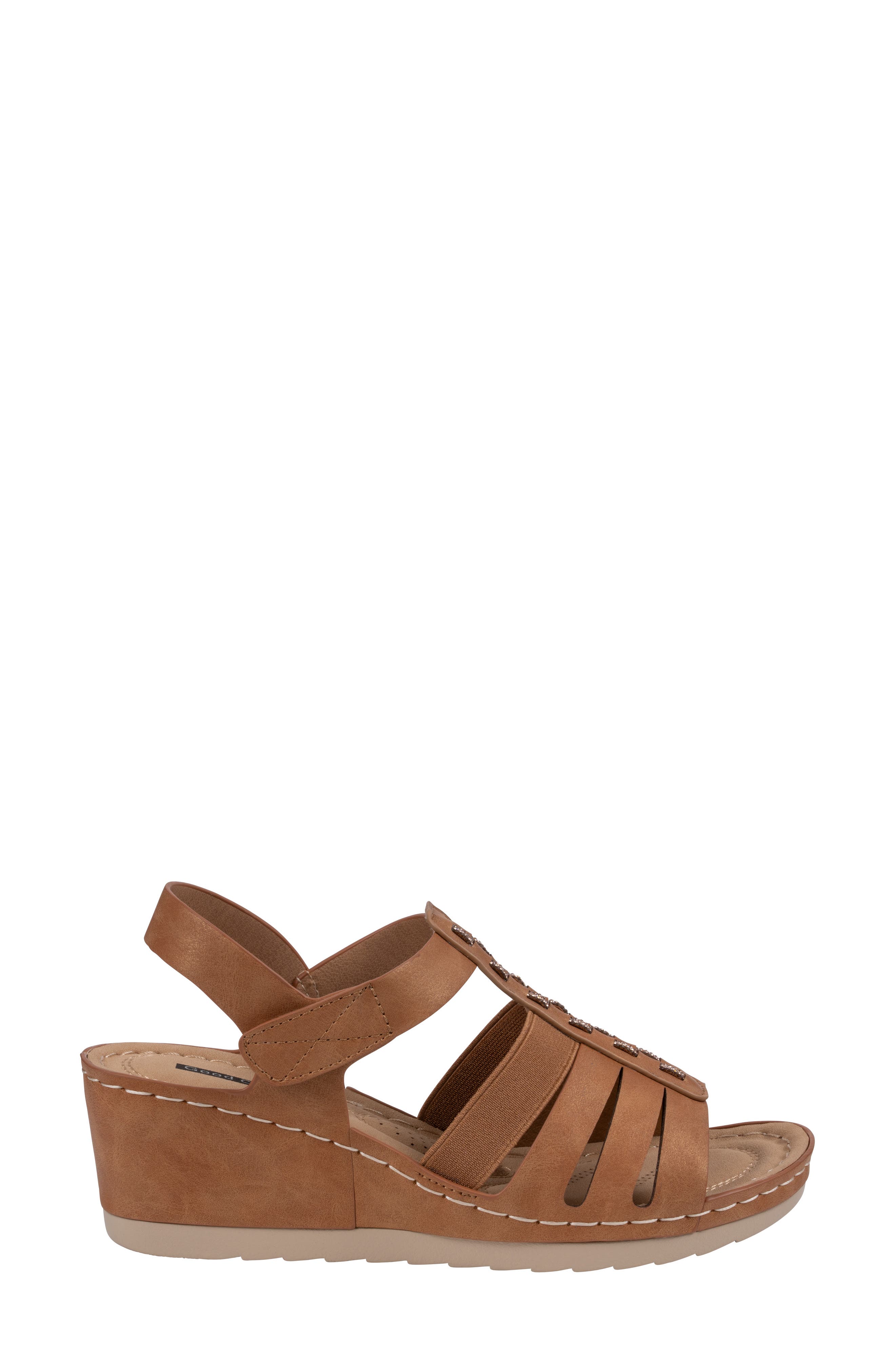 GOOD CHOICE NEW YORK Yuna Ankle Strap Wedge Sandal, Alternate, color, Tan