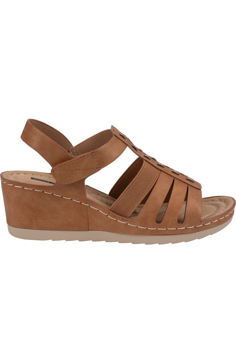 GOOD CHOICE NEW YORK Yuna Ankle Strap Wedge Sandal, Alternate, color, Tan
