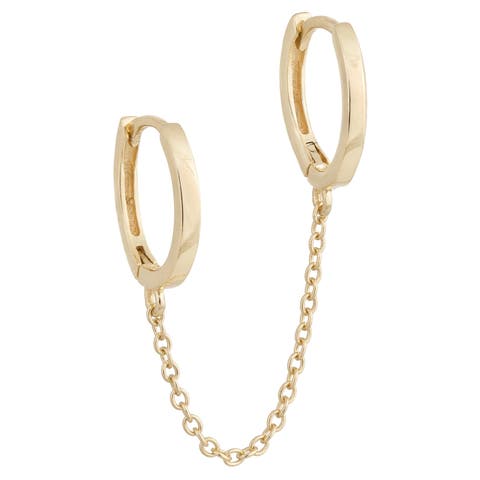 Double Huggie Chain Earring