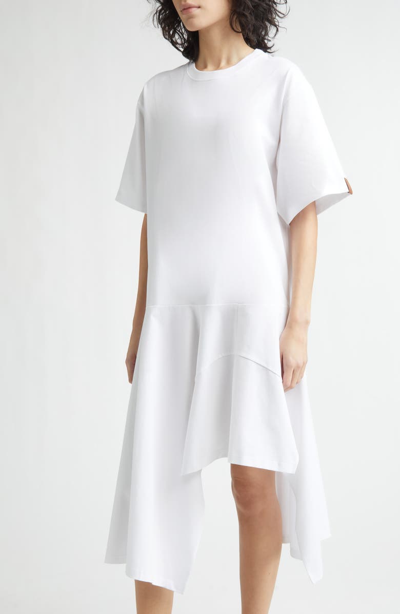 Stella McCartney Deconstructed Organic Cotton T-Shirt Dress, Alternate, color, Pure White
