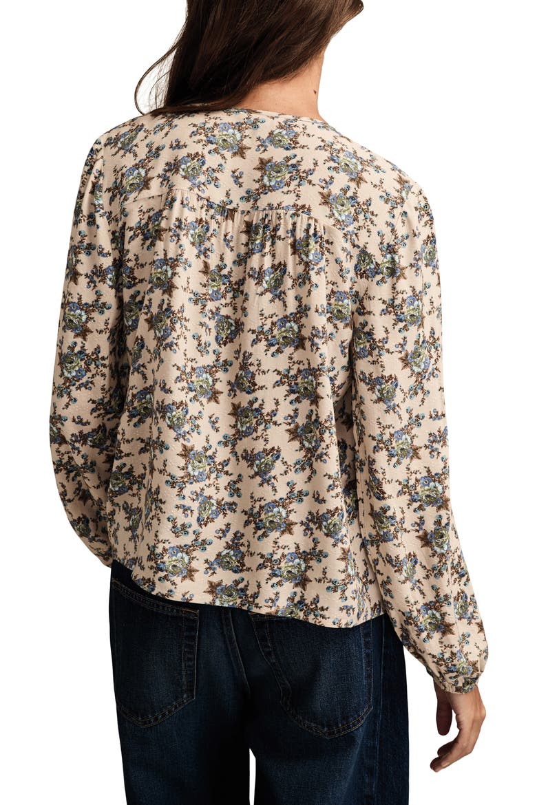 Pintuck Floral Peasant Top, Alternate, color, LILAC FLORAL
