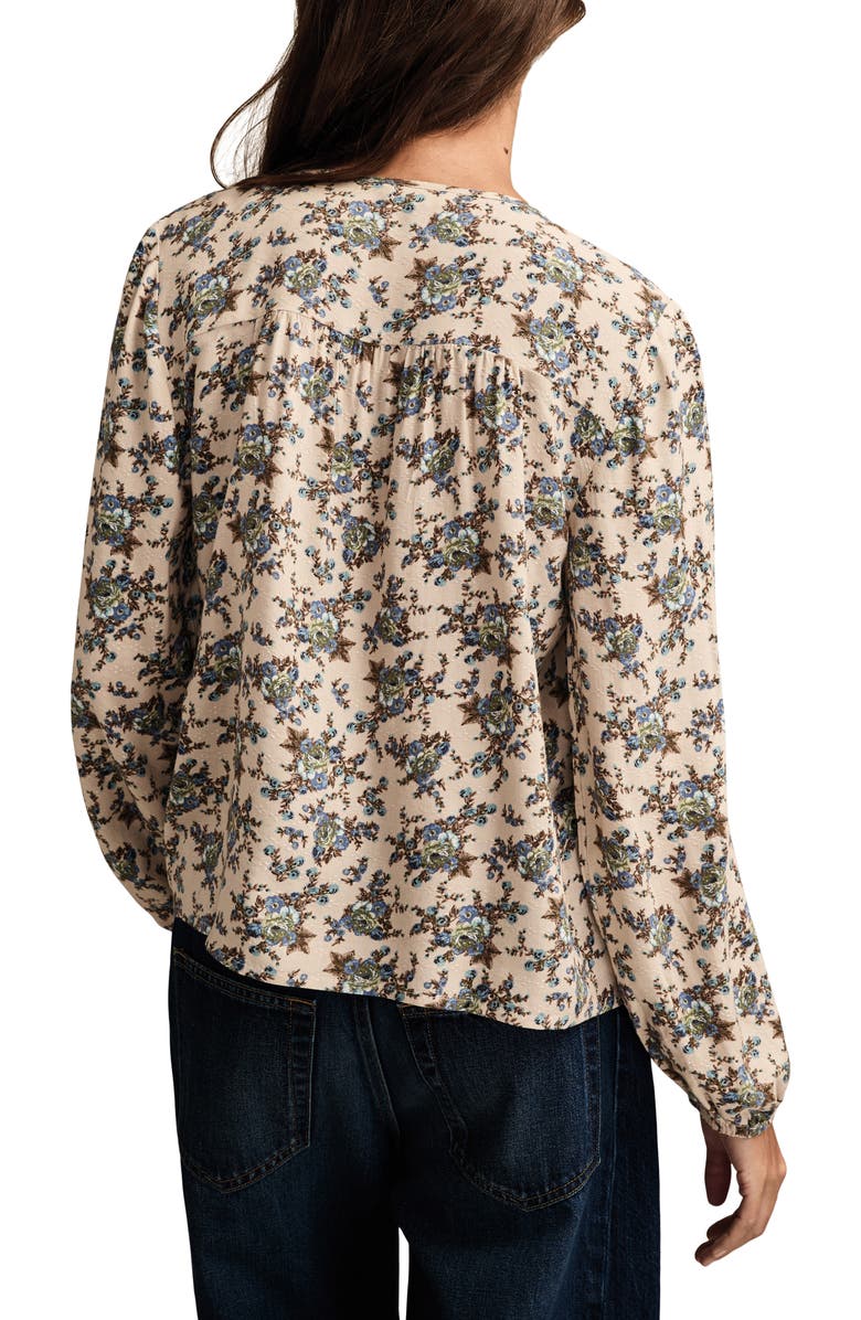 Lucky Brand Pintuck Floral Peasant Top, Alternate, color, Lilac Floral