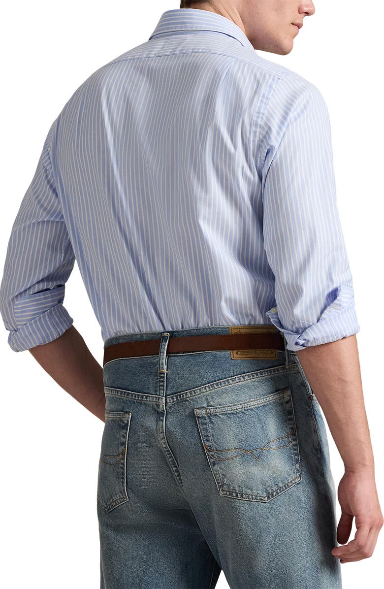 Polo Ralph Lauren Classic Fit Stripe Stretch Cotton Button-Up Oxford Shirt, Alternate, color, Blue White