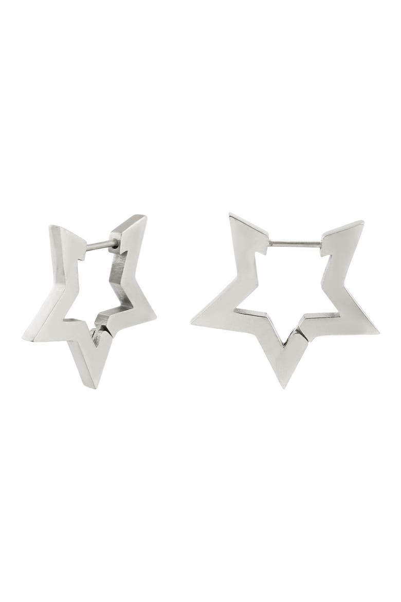 Star Hoop Earrings, Main, color, SILVER