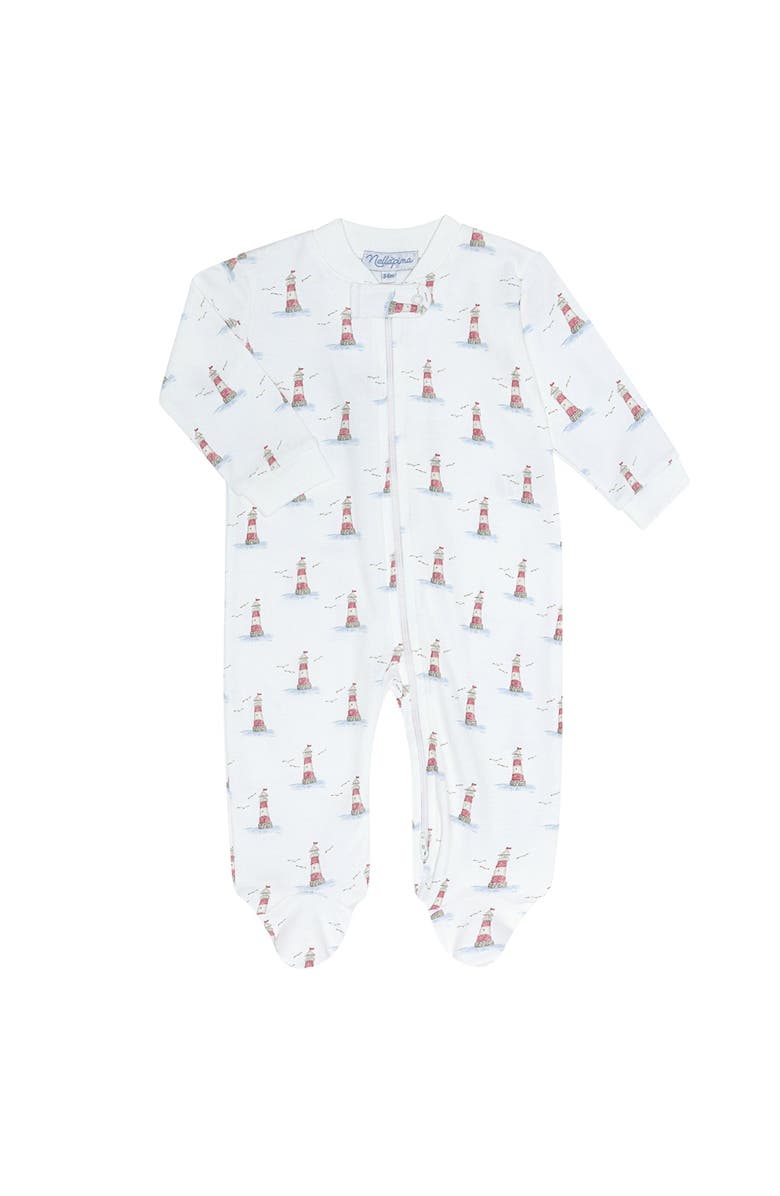 Nellapima Lighthouse Print Zipper Footie - Baby, Main, color, 