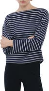 MANGO Stripe Boatneck Sweatshirt