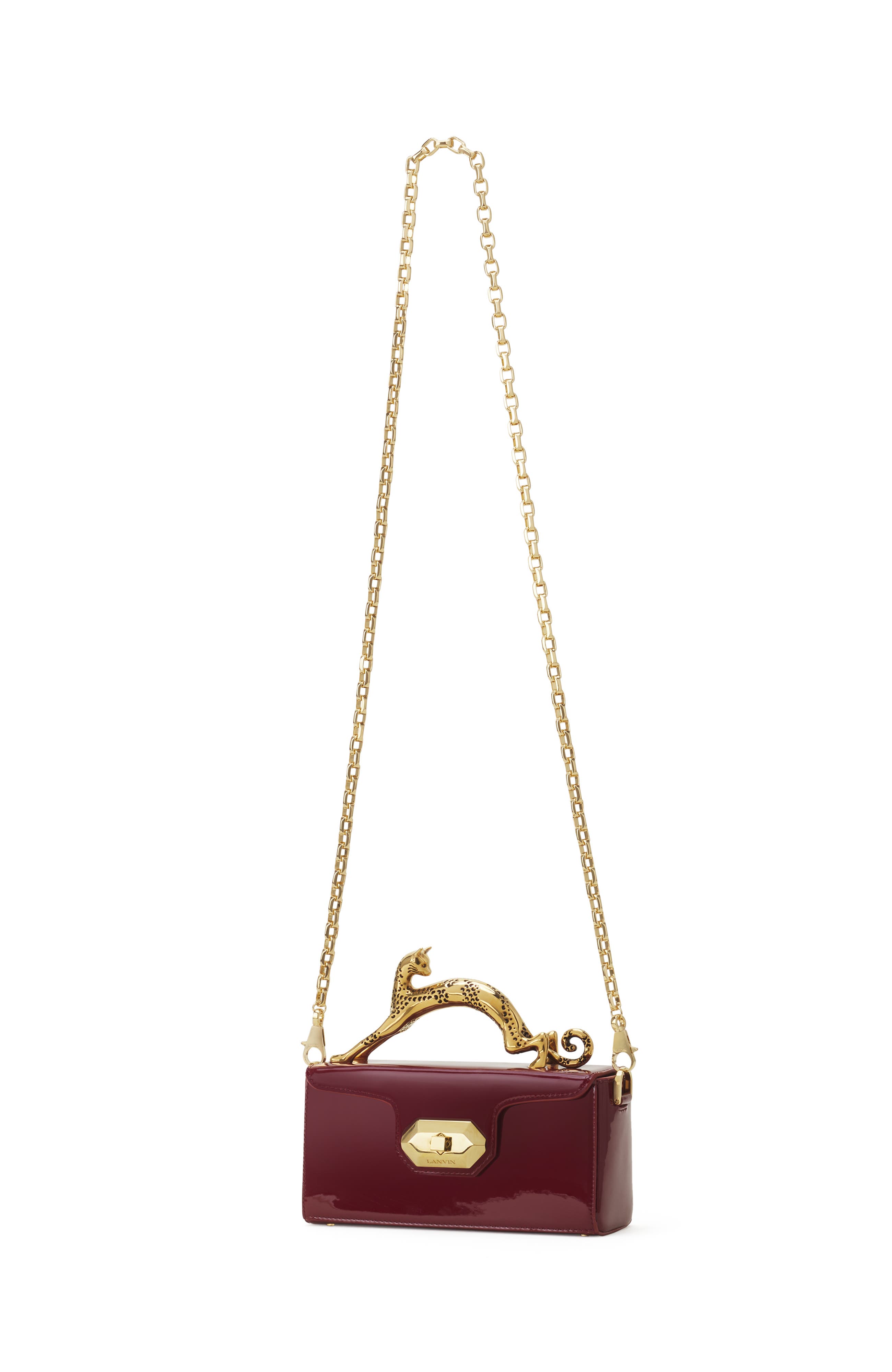 Pencil Cat Nano Bag In Patent Leather, Alternate, color, Garnet