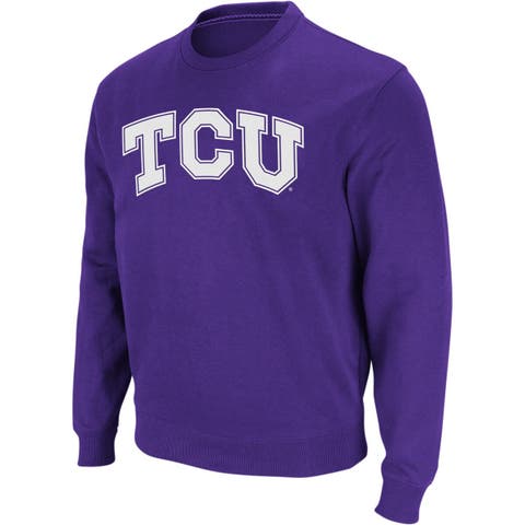 Men's Colosseum Purple TCU Horned Frogs Arch & Logo Crew Neck Sweatshirt