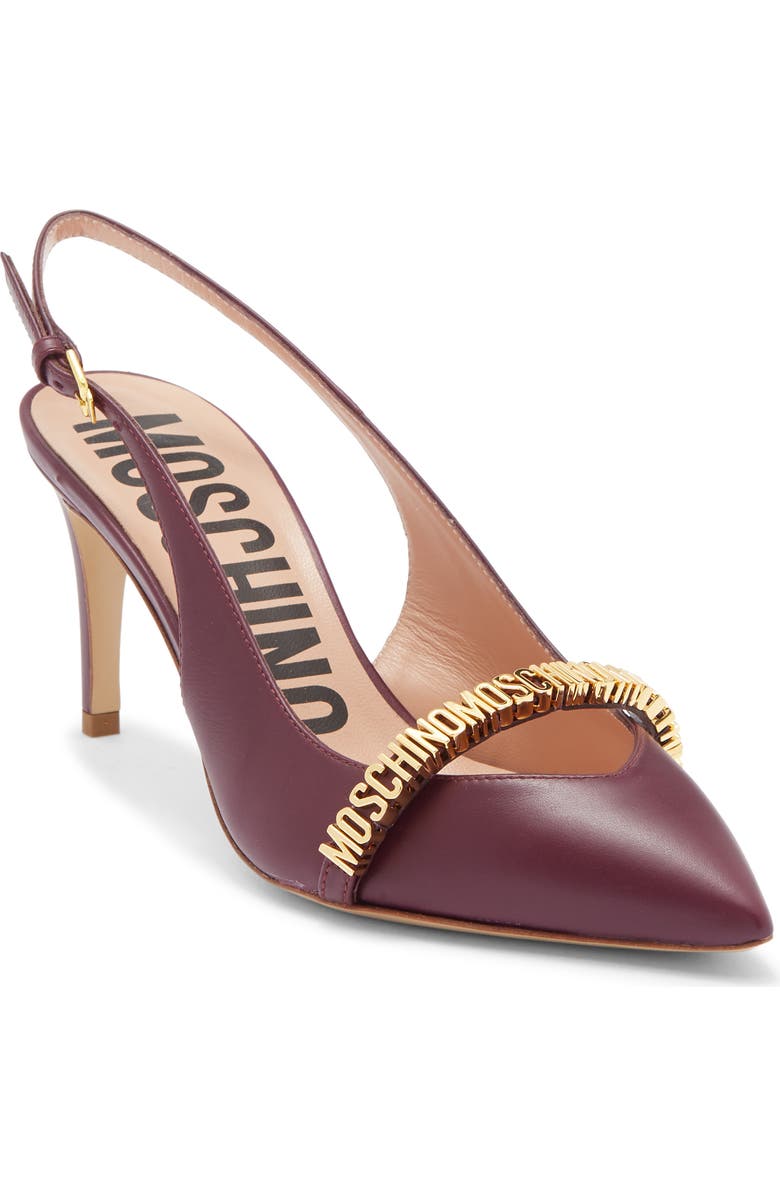 Moschino Logo Slingback Pump, Main, color, Raspberry