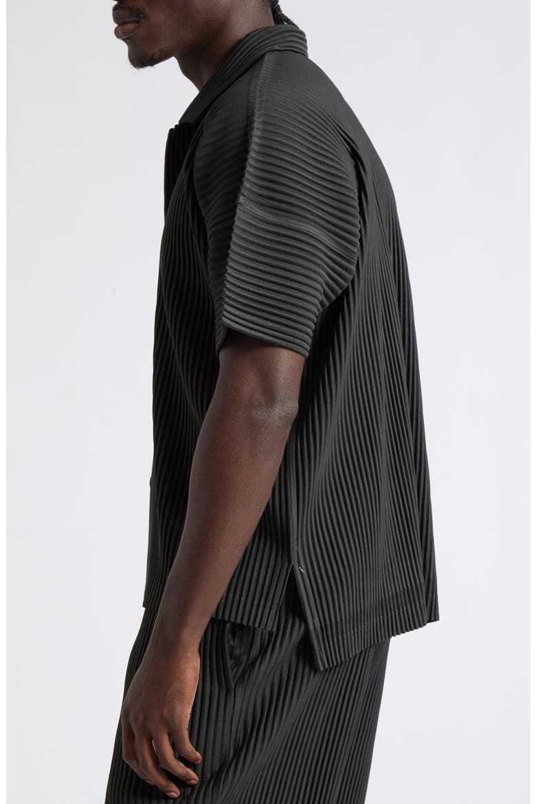 Monthly Colors August Pleated Short Sleeve Button Down Shirt, Alternate, color, INKY GRAY