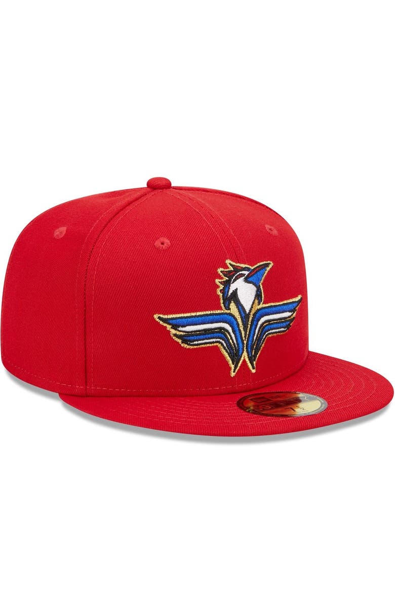 Men's New Era Red Fayetteville Woodpeckers Marvel x Minor League 59FIFTY Fitted Hat, Alternate, color, Red