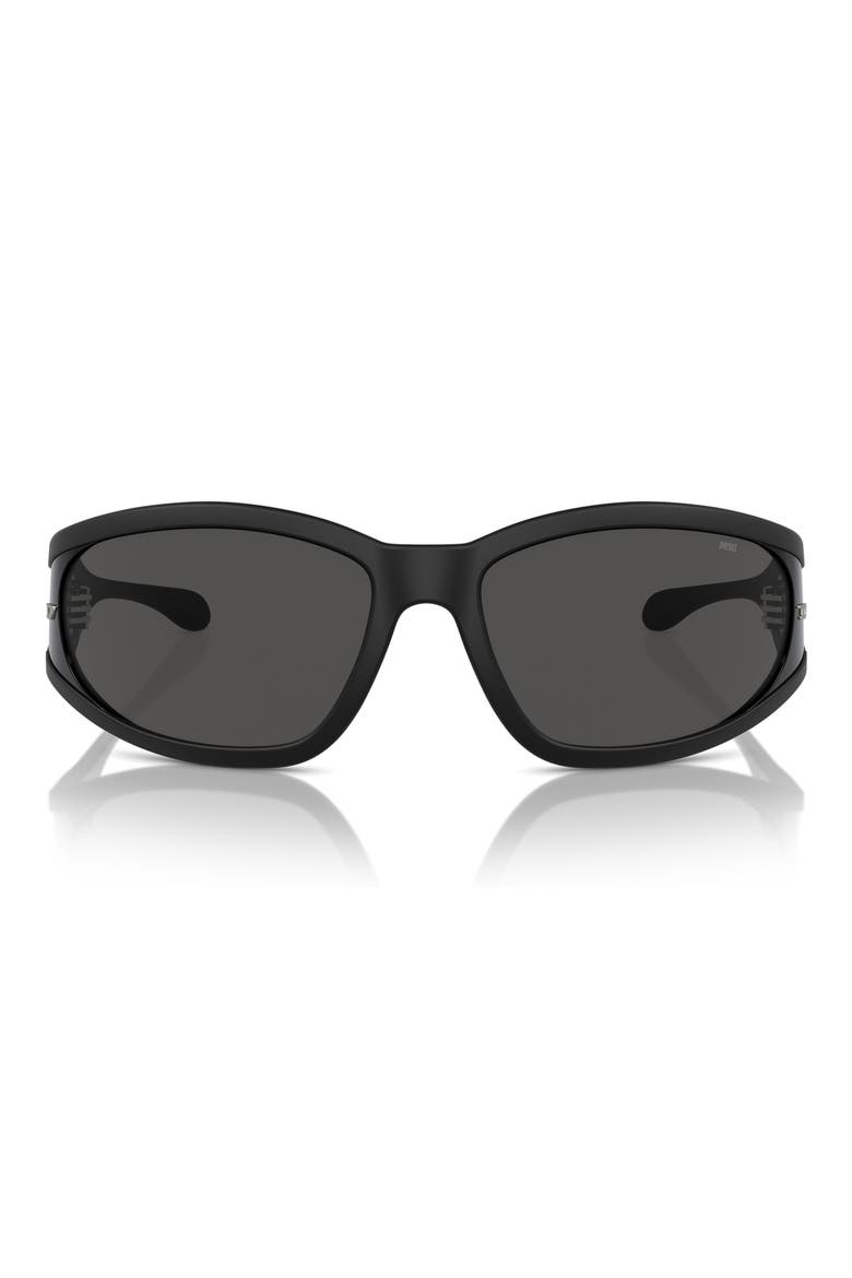 65mm Oversize Pillow Sunglasses, Main, color, MATTE BLACK / DARK GREY