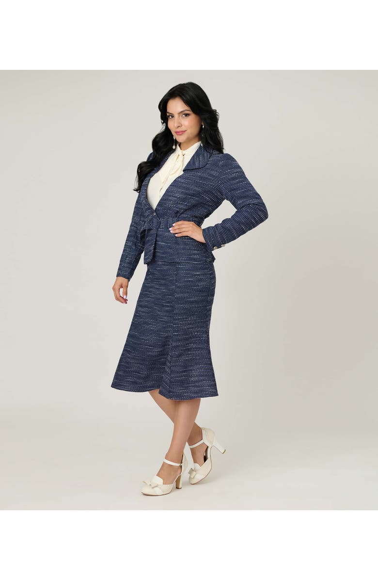 Unique Vintage Tweed Tina Trumpet Skirt, Alternate, color, Navy  Tweed