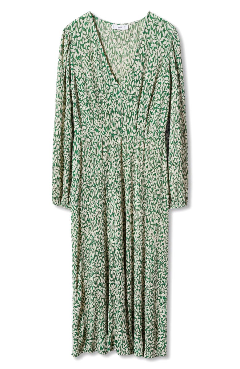 MANGO Floral Crinkle Long Sleeve A-Line Dress, Alternate, color, 