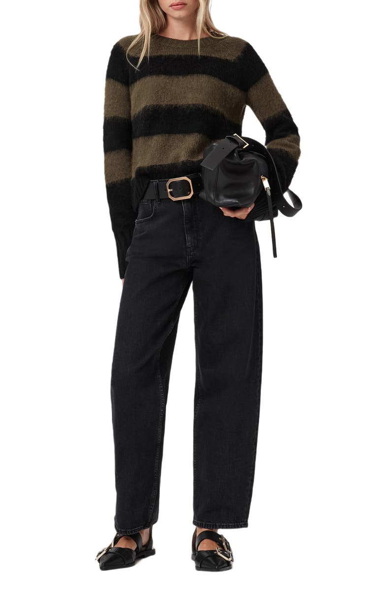 AllSaints Lou Brushed Stripe Sweater, Alternate, color, Black/ Green