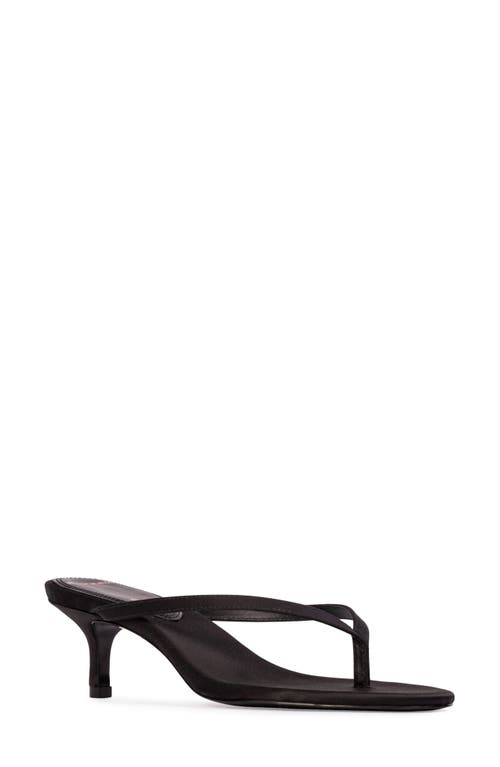 Black Suede Studio Tash Fabric Thong Slide Sandals In Black Satin
