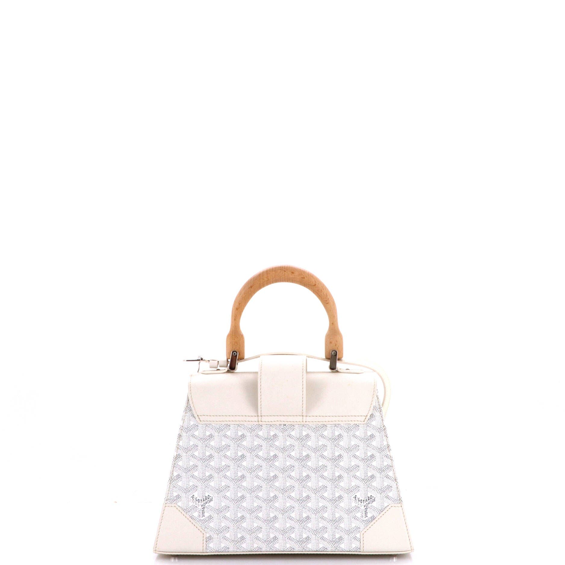 Saigon Top Handle Bag Coated Canvas with Leather PM, Alternate, color, White