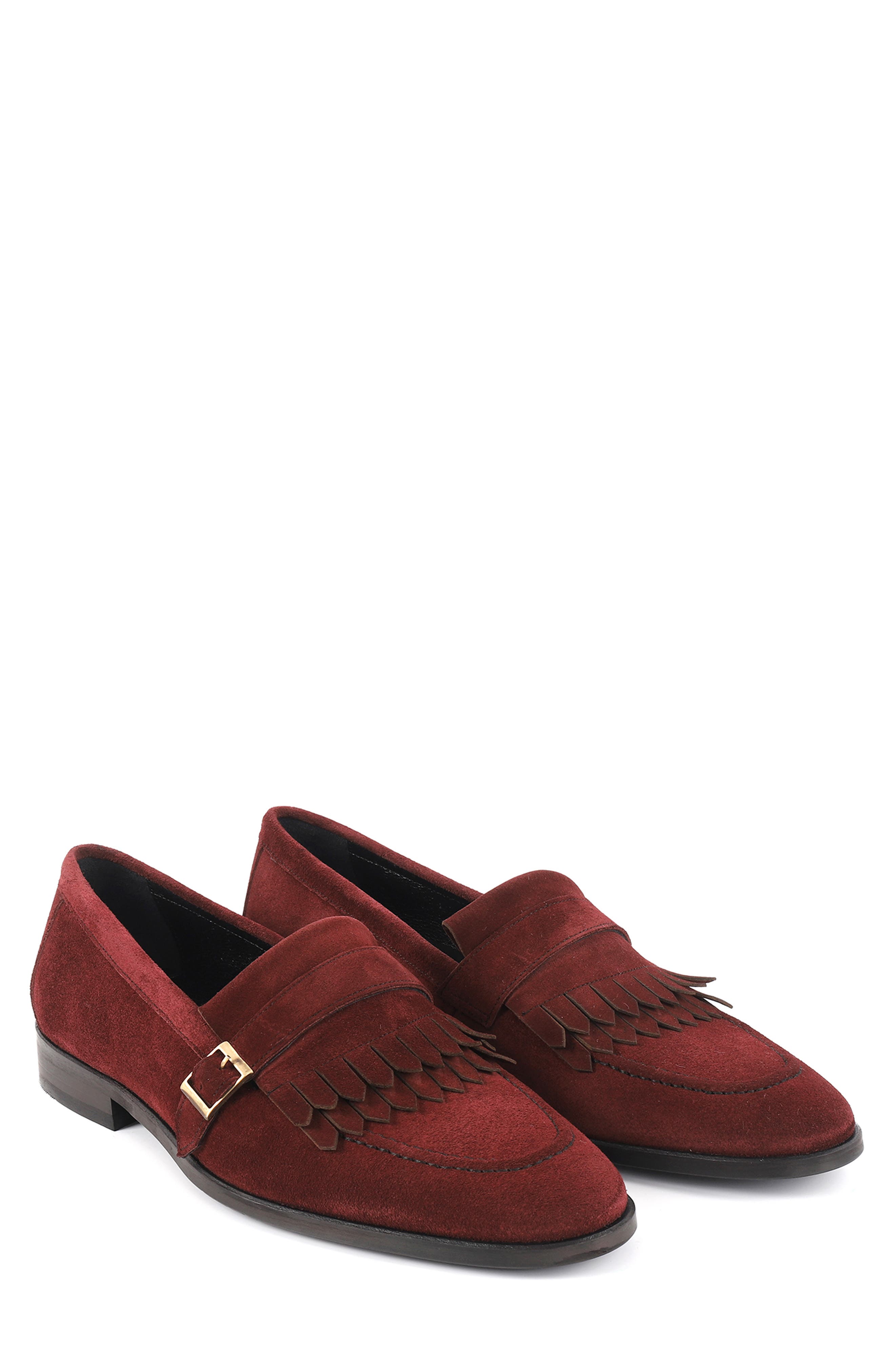 Agenta Kiltie Fringe Loafer, Alternate, color, DARK RED