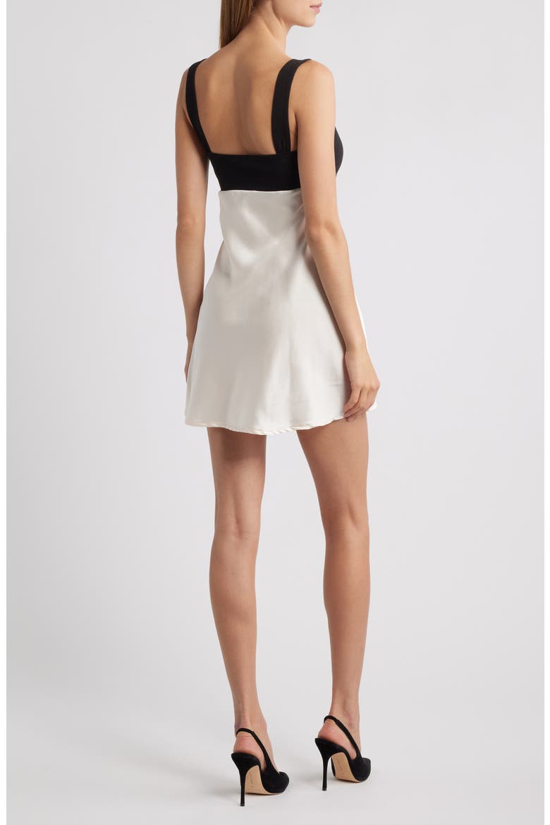 Contrast Sleeveless Satin Minidress, Alternate, color, CREAM
