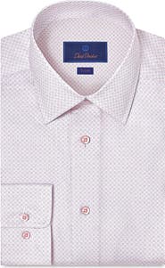 David Donahue Trim Fit Geometric Print Cotton Dress Shirt