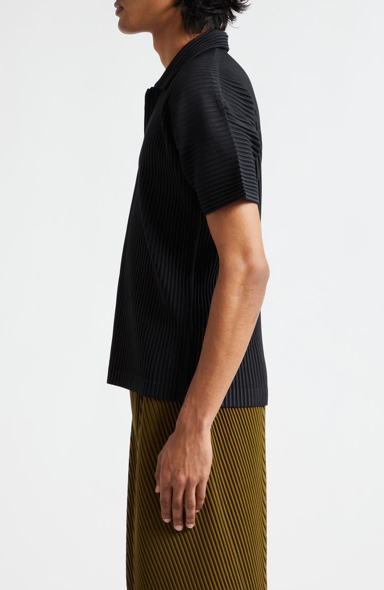 Homme Plissé Issey Miyake Basics Pleated Polo, Alternate, color, Black
