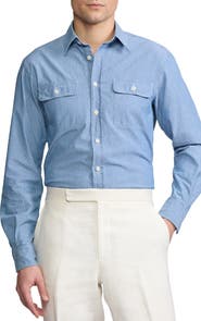 Ralph Lauren Purple Label Washed Cotton Chambray Button-Up Shirt