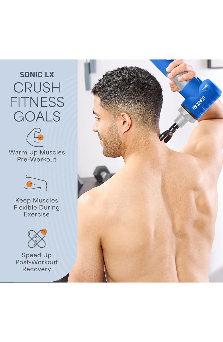 Lifepro Sonic LX Heated Deep Tissue Massage Gun Portable Handheld Percussion Massager, Alternate, color, Blue