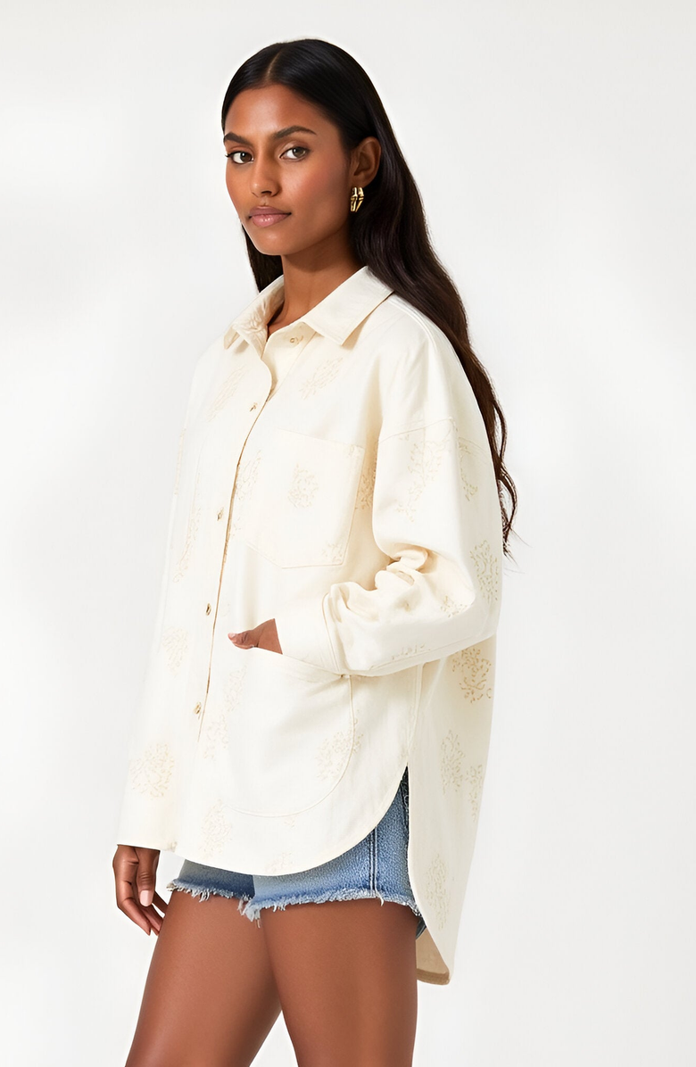 Modenaire Embroidered Cotton Shirt Jacket with Chest Pocket, Alternate, color, 