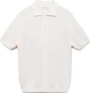 MANGO Short Sleeve Knit Button-Up Shirt
