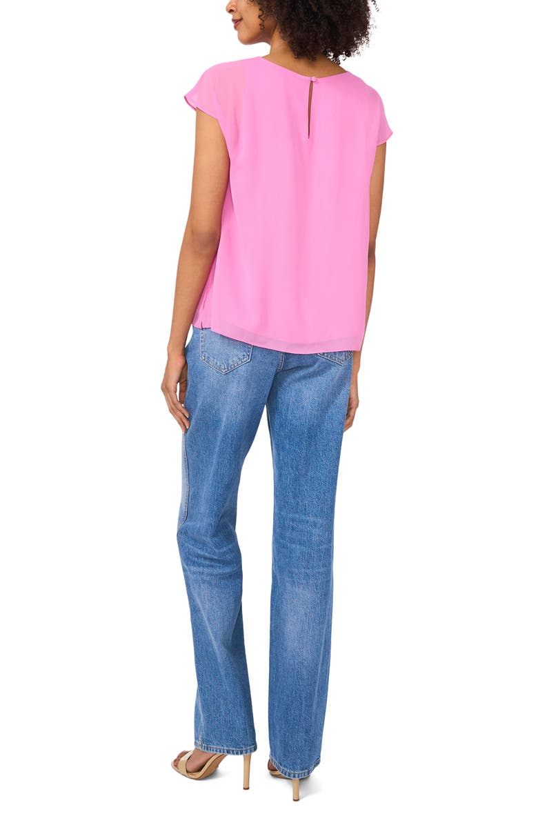 Vince Camuto Mesh Overlay Georgette Top, Alternate, color, Violet Blush