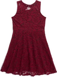 Ava & Yelly Kids' Sleeveless Lace Skater Dress