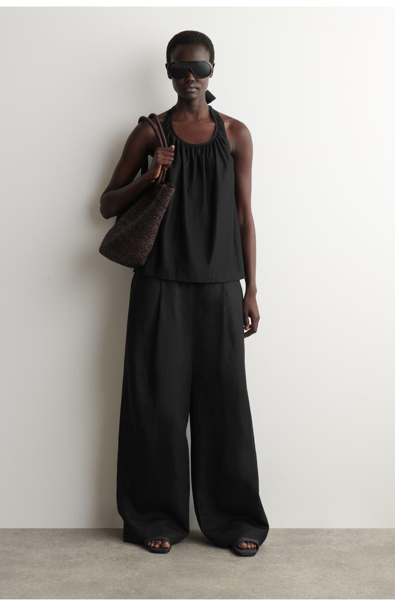 COS Open-back Halterneck Top, Alternate, color, Black