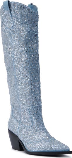 Louella Rhinestone Deim Tall Cowboy Boot